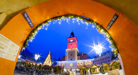 Brasov, Crhstimas market in main square in Transylvania